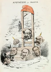 Caricatura de Napoleón III, Otto von Bismarck y el Kaiser Guillermo I